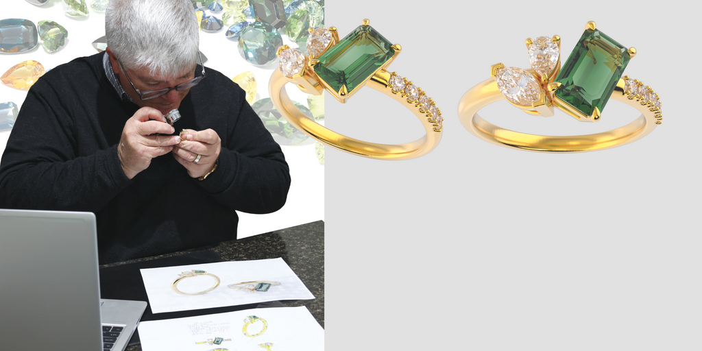 Custom Design at Stephens Jewellers Emerald and Toi Moi Yellow Gold Ring
