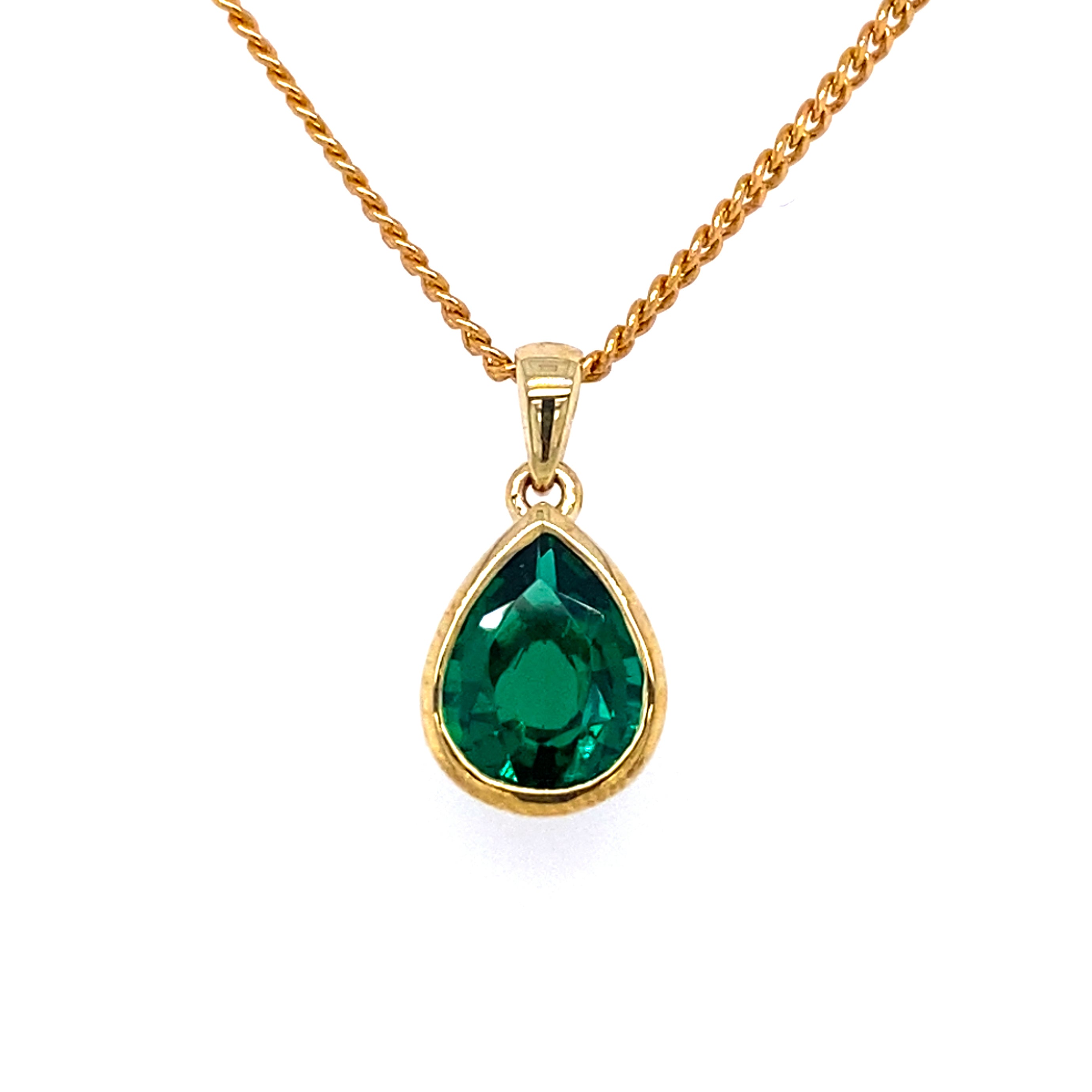 9ct Yellow Gold Emerald Pendant