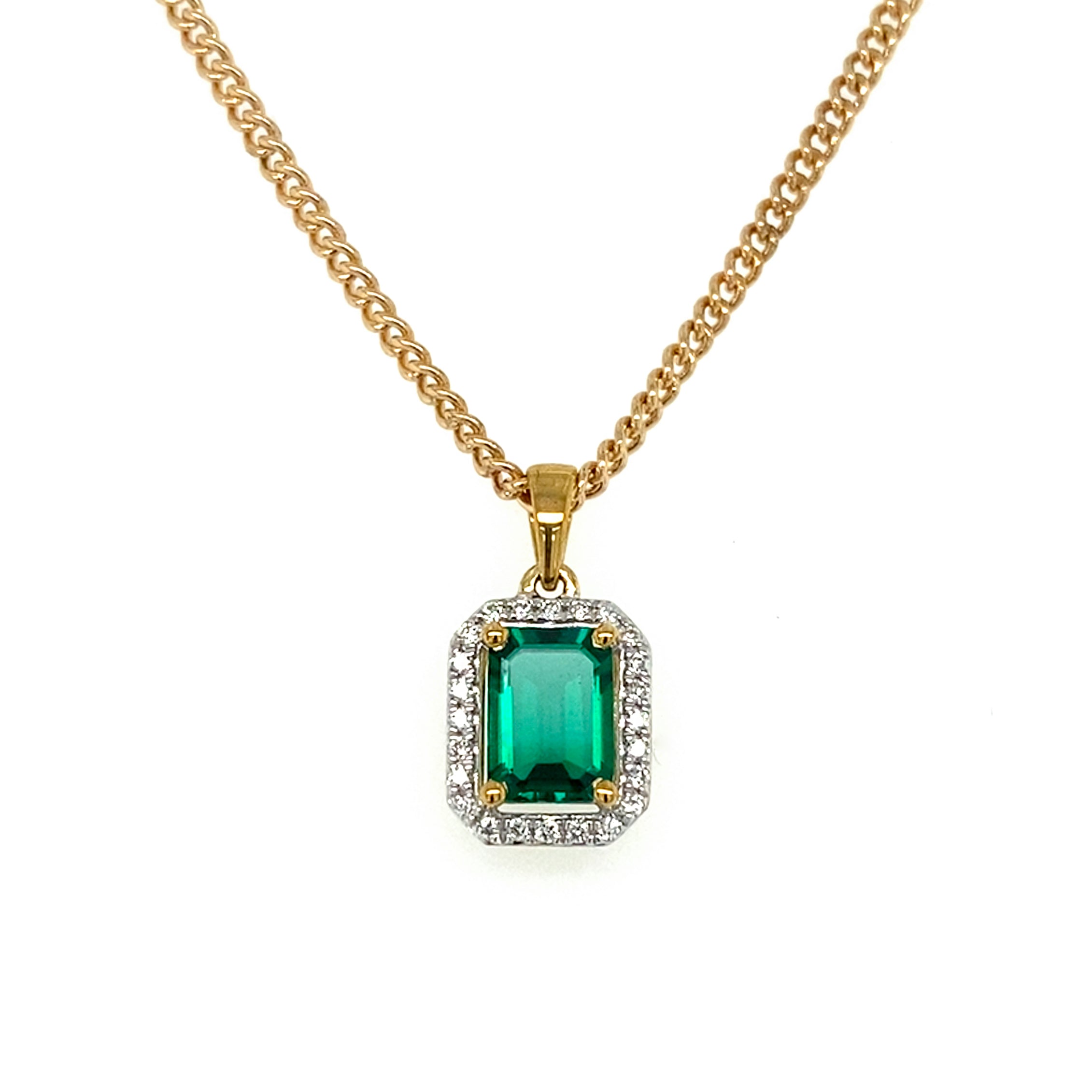 Yellow gold discount emerald pendant