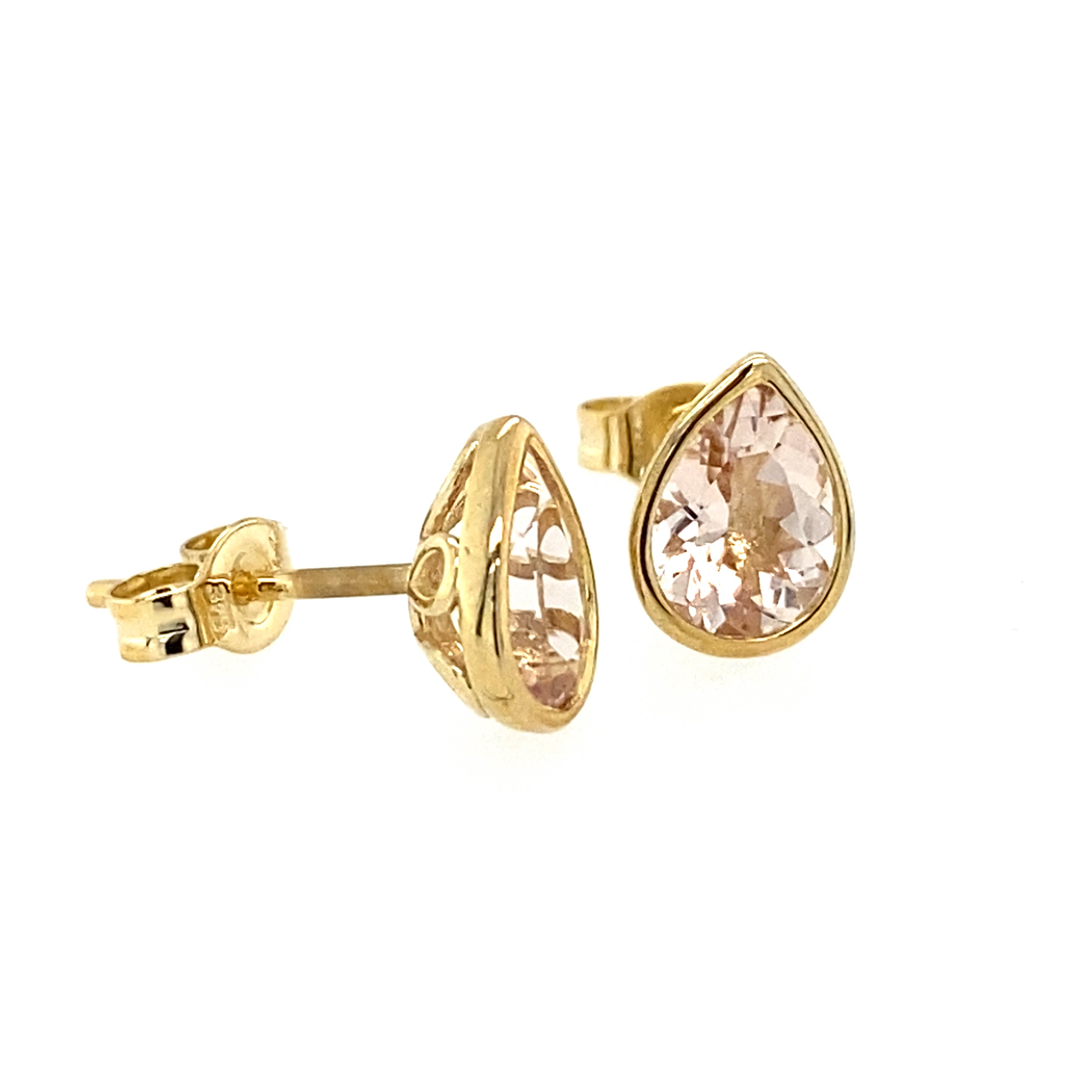 9ct Yellow Gold Morganite Stud Earrings