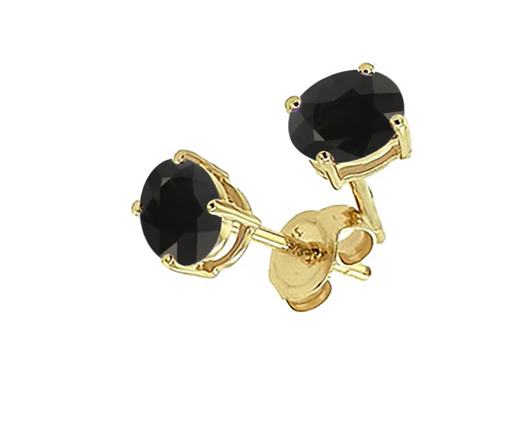 Earrings made of 14K white gold – round black sapphire, studs | Jewelry  Eshop