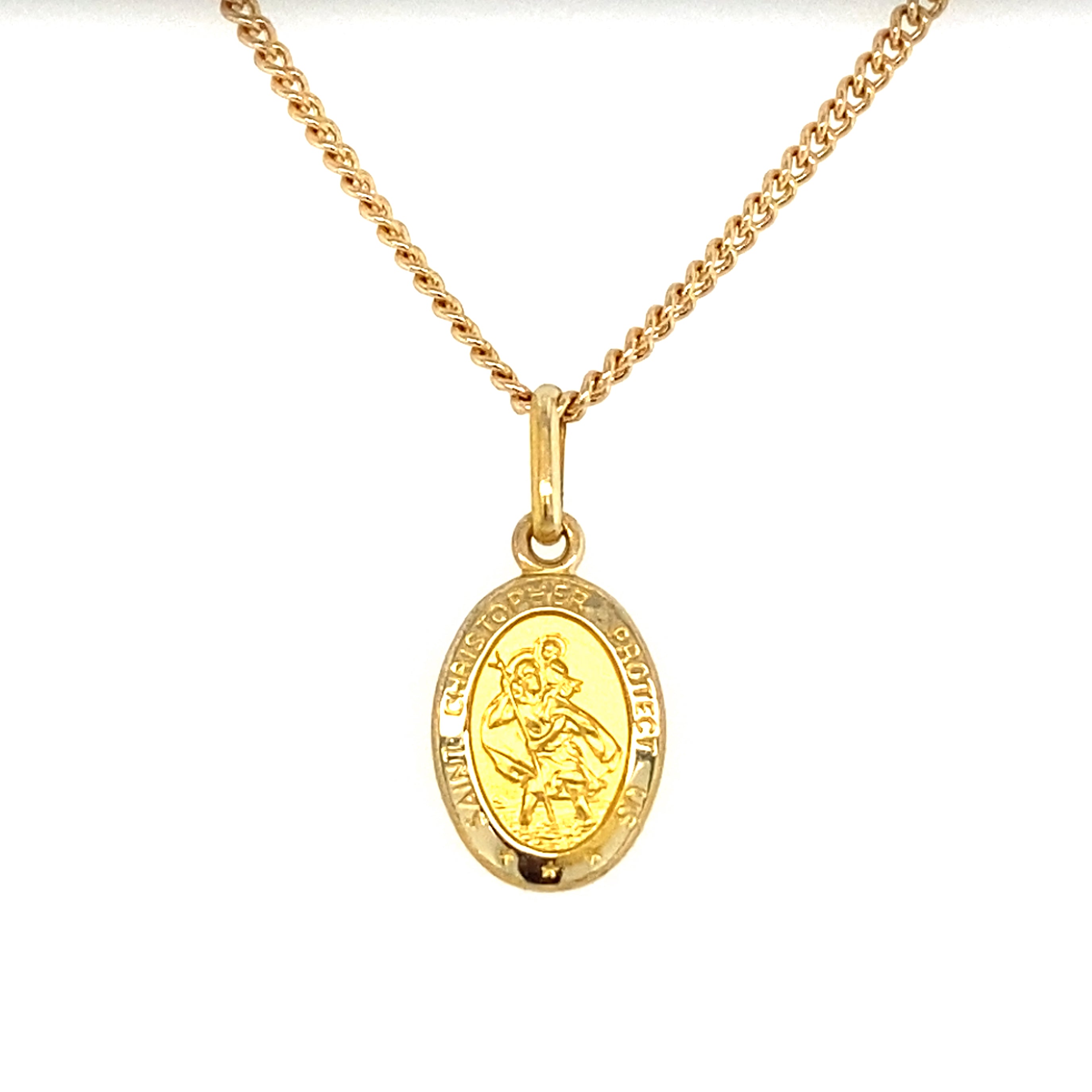 Gold oval on sale st christopher necklace