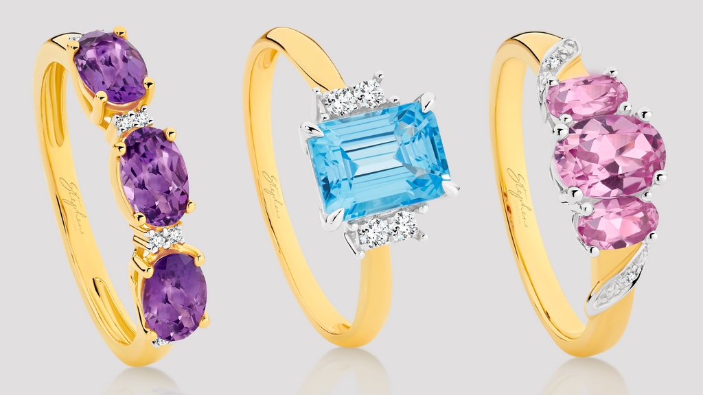 Array of Yellow Gold and Gemstone Rings